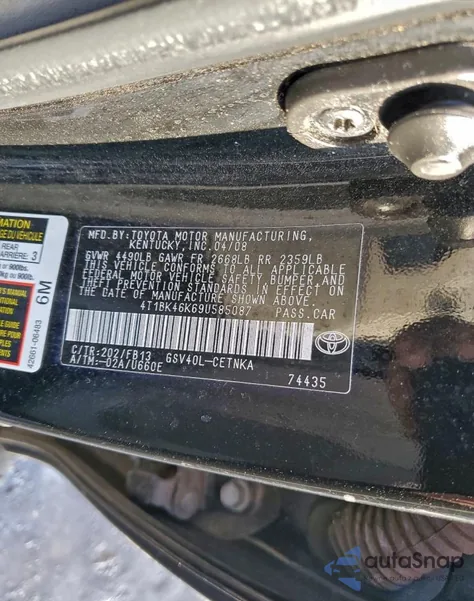 2009 Toyota Camry Se z USA, uszkodzony, nr VIN 4T1BK46K69U585087